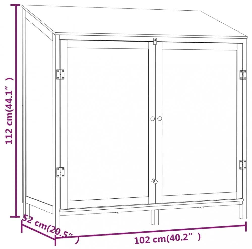 fehér tömör fenyőfa kerti fészer 102 x 52 x 112 cm