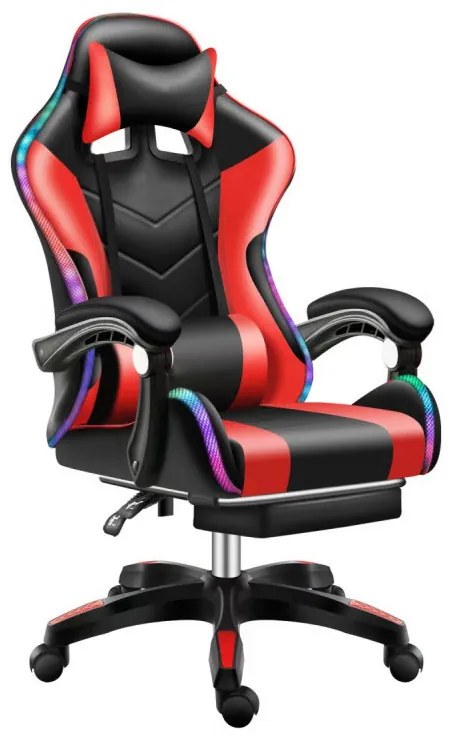 Likeregal 920 LED-es gamer szék lábtartóval piros TT-1115
