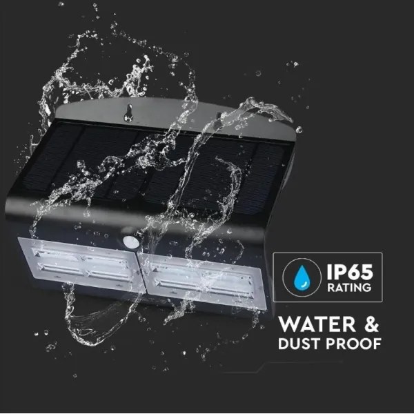 LED Napelemes fali lámpa érzékelővel LED/7W/3,7V 4000K IP65 fekete