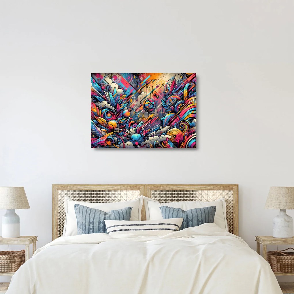 Üveg kép - Színes graffiti (70x50 cm)