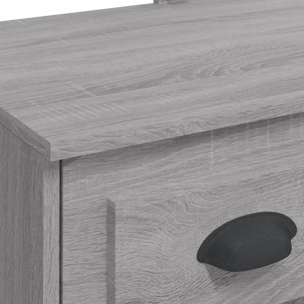 szürke sonoma fésülködőasztal LED-lámpákkal 90x42x132,5 cm