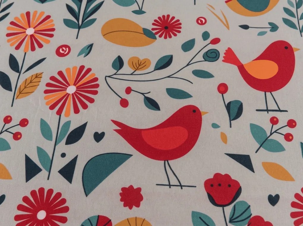 Mikroszálas gumis lepedő RETRO BIRD színes 90x200 cm