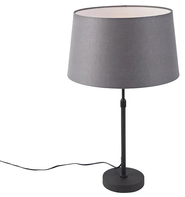 Asztali lámpa fekete, lenvászon árnyékolóval, szürke, 35 cm, állítható - Parte