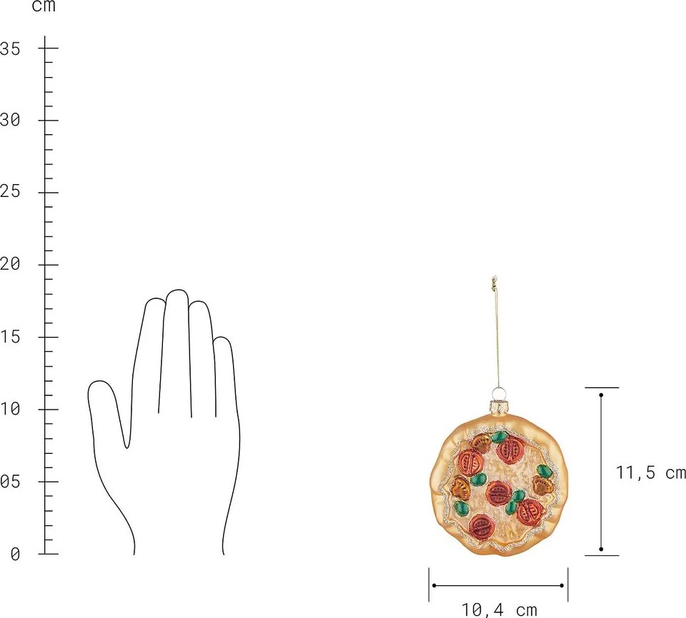 HANG ON üveg karácsonyfadísz, pizza
