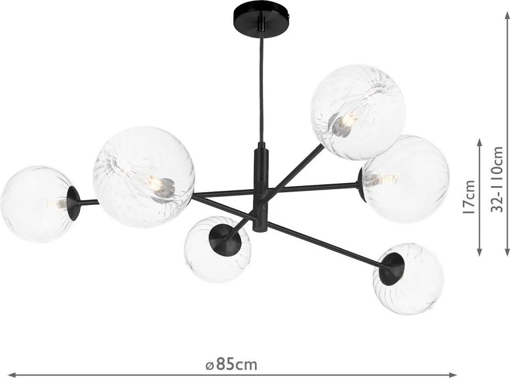 Dar Lighting modern függeszték vignette matt fekete darvig0622-22