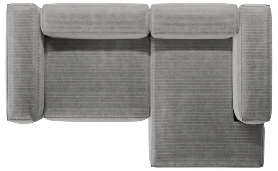 Világosszürke kordbársony sarokkanapé (jobb oldali-heverő résszel) Bergano – Cosmopolitan Design