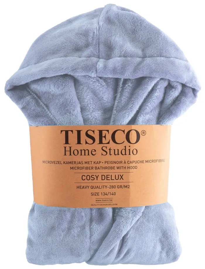 Kék mikroplüss gyerek fürdőköpeny, 122-128 Delux – Tiseco Home Studio