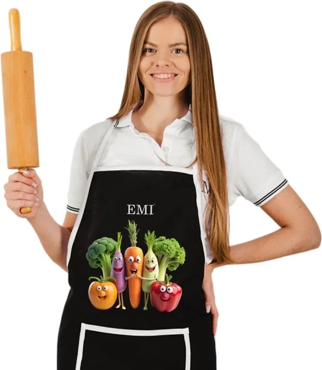 EMI Happy Veggie konyhai kötény, Fekete