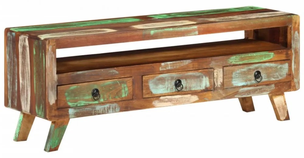 többszínű tömör újrahasznosított fa TV-szekrény 110x30x40 cm