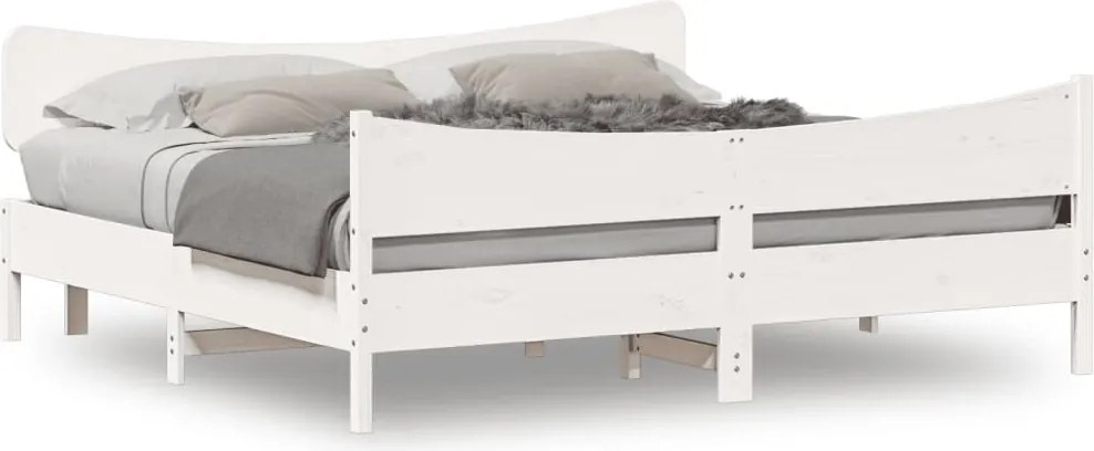 vidaXL fehér tömör fenyőfa ágy matrac nélkül 200 x 200 cm