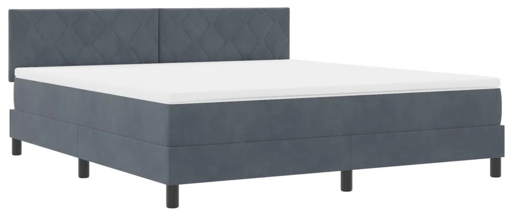 Boxspring Ágy Matrac Hosszú Szürke Bársonyos