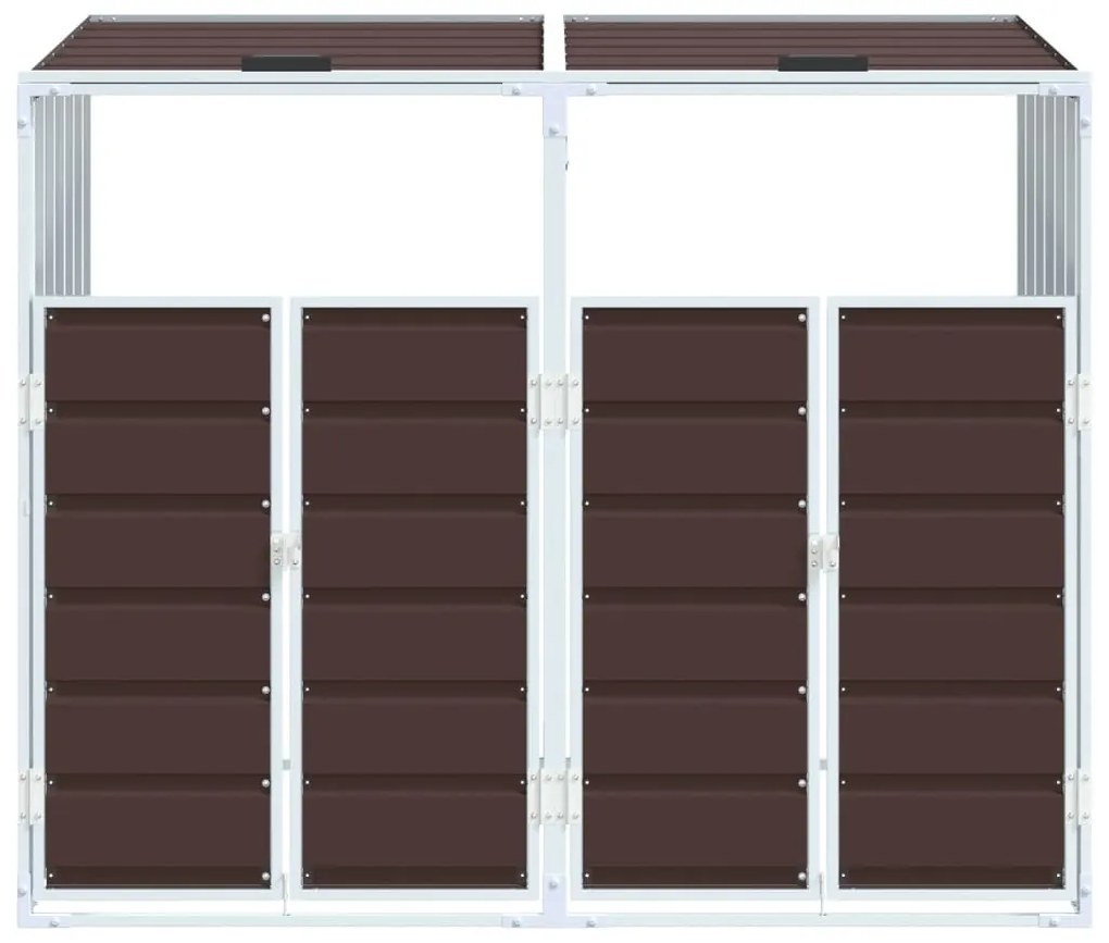 barna acél kerekes szemetes tároló dupla tárolókhoz 138 x 79 x 117 cm