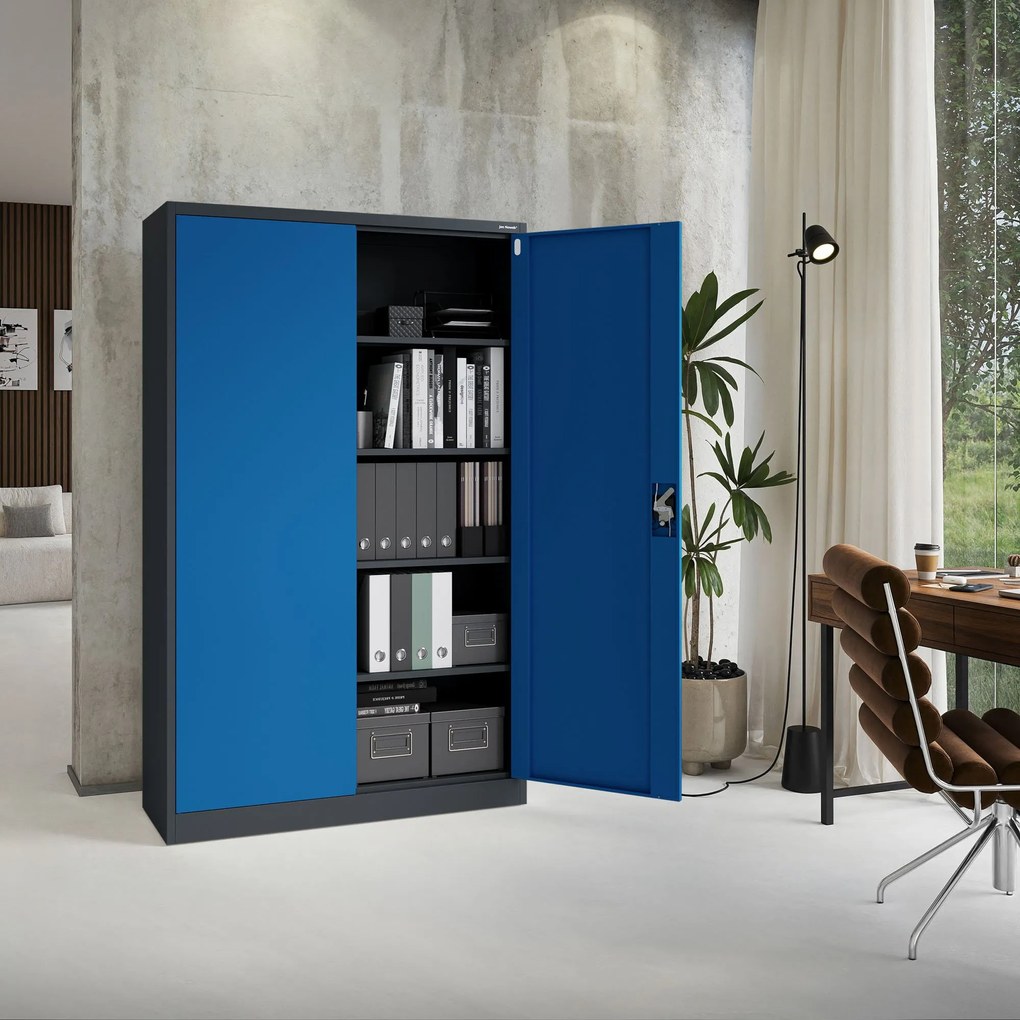 Fém iratszekrény JAN II, 1150 x 185 x 400 mm, antracit-kék