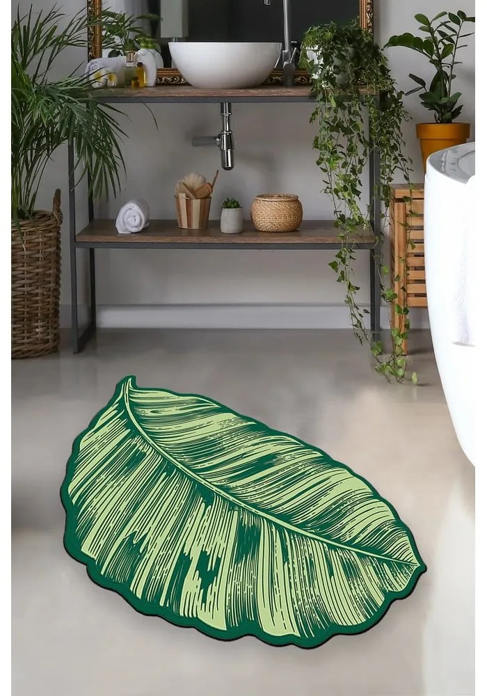 Zöld fürdőszobai kilépő 60x100 cm Sheet – Foutastic