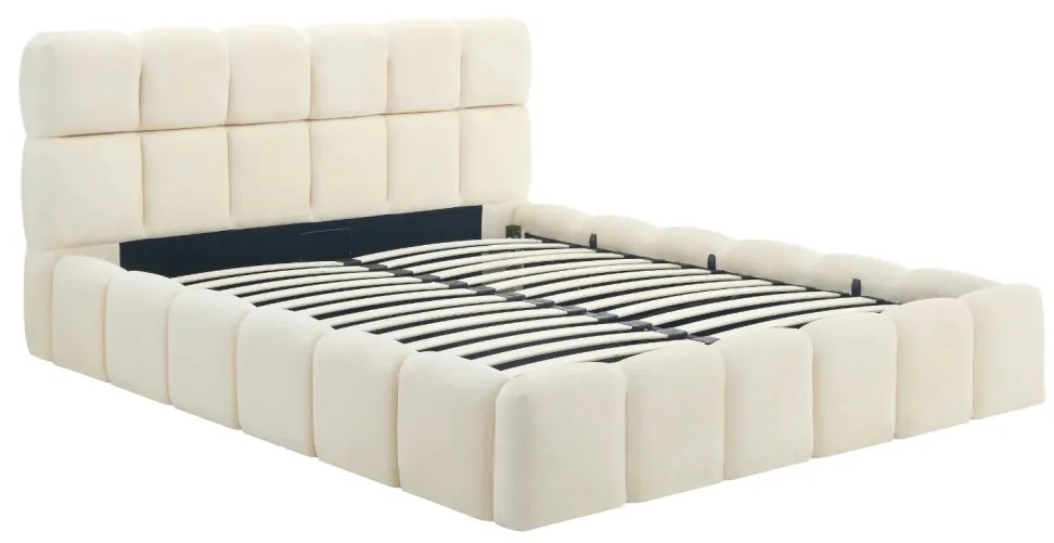 Łóżko 160x200 MURCJA z Pojemnikiem Kremowe Welurowe