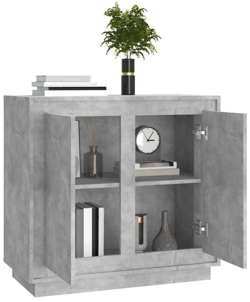 betonszürke szerelt fa tálalószekrény 80 x 34 x 75 cm