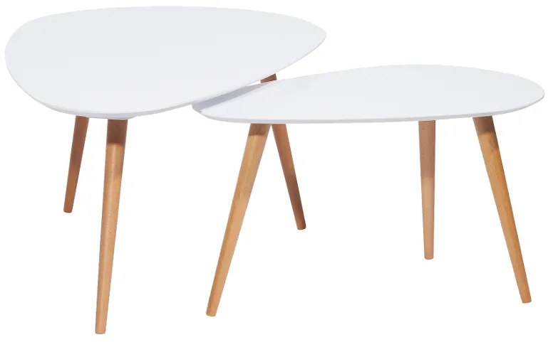 AKCIÓ Fehér NOLAN B kis asztalok készlete, II. minőség