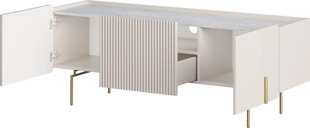 Malmi TV-szekrény 150 cm - kasmír / crema bianca / arany lábak