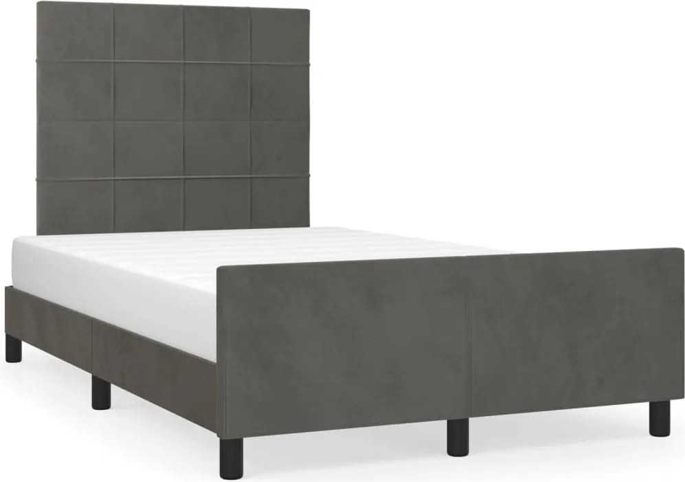 vidaXL sötétszürke bársony ágykeret matrac nélkül 120x200 cm