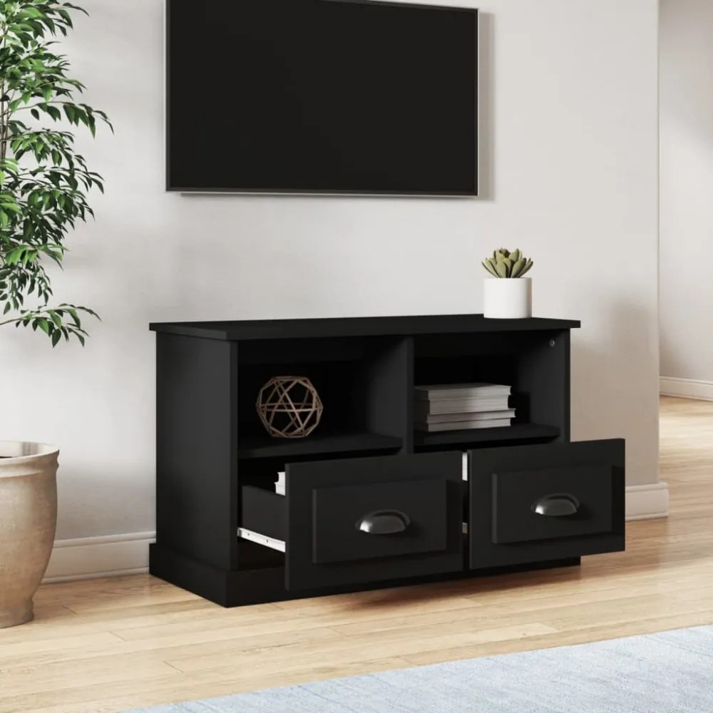 fekete szerelt fa TV-szekrény 80 x 35 x 50 cm