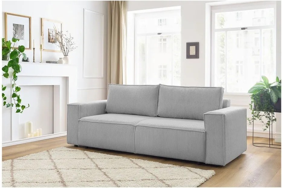 Világosszürke kordbársony kinyitható kanapé 245 cm Nihad – Bobochic Paris