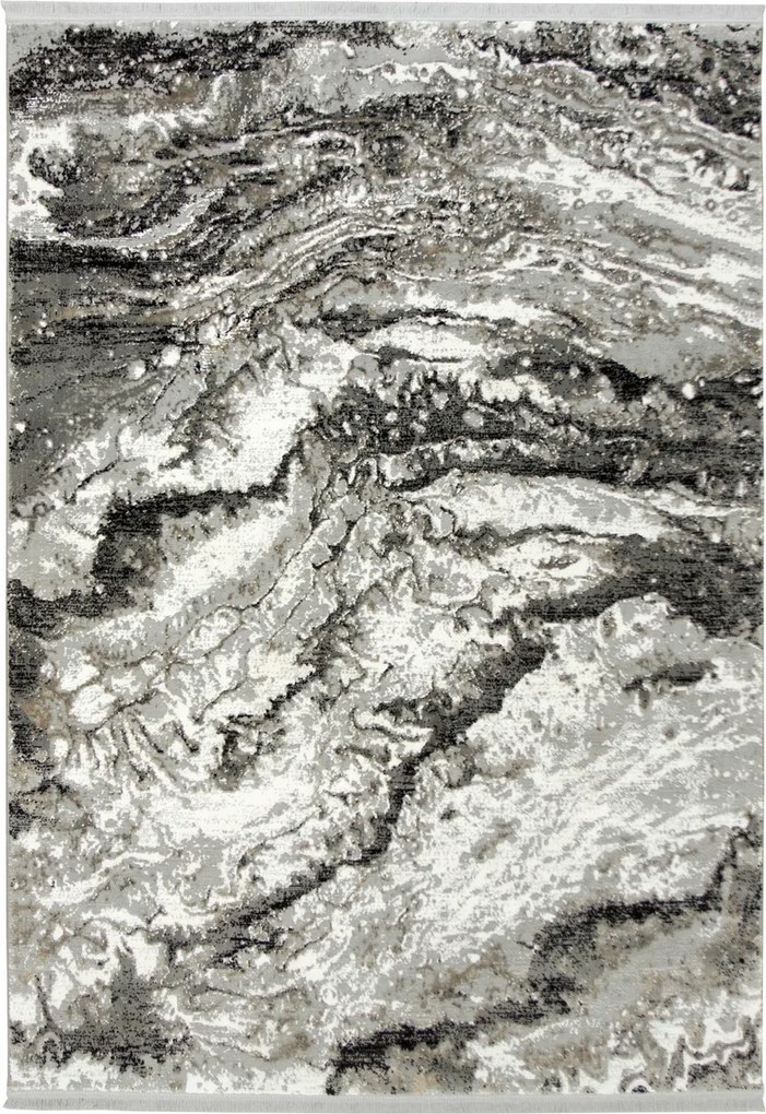 120x170 cm Szürke Fekete Bézs Szőnyeg Márvány Kő