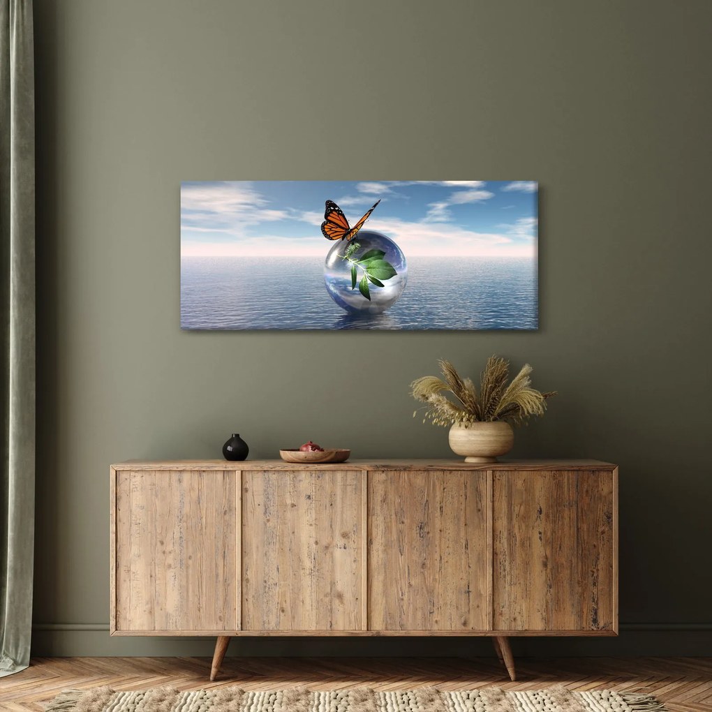 Pillangó képe egy üveggolyón (120x50 cm)