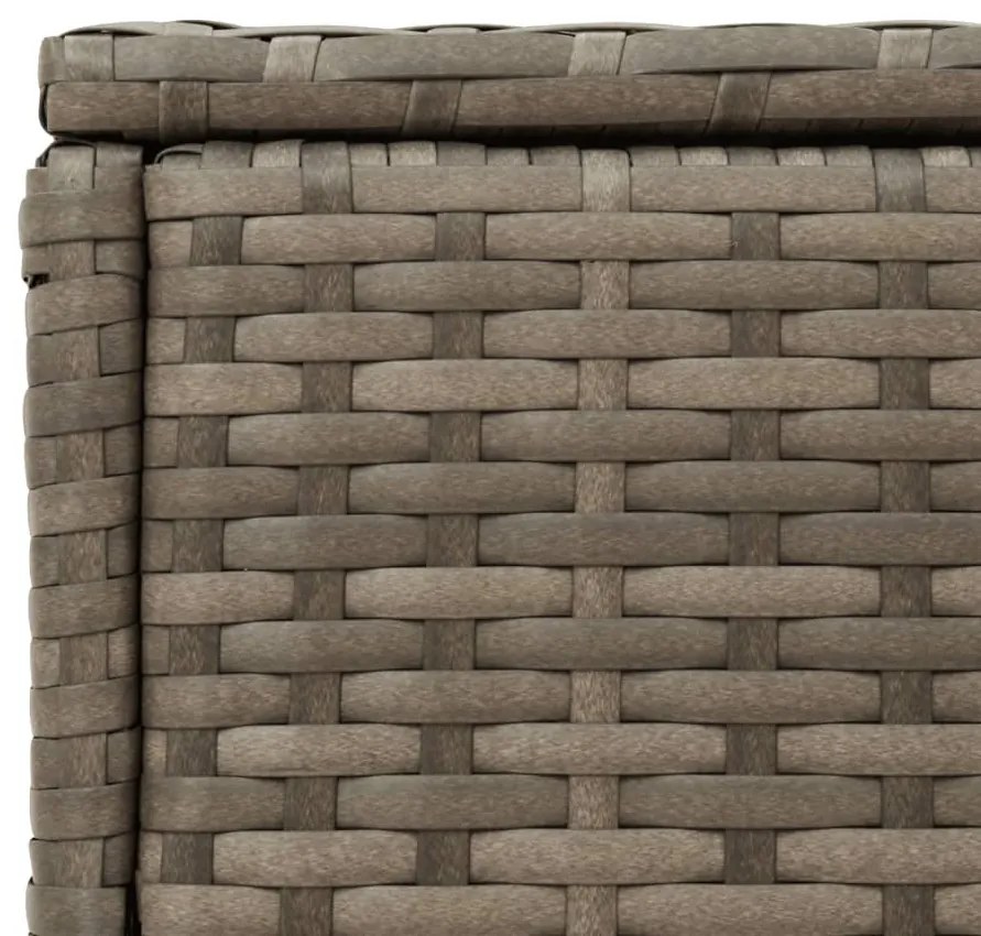 szürke polyrattan kerti kisasztal üveg lappal 58 x 27,5 x 55 cm