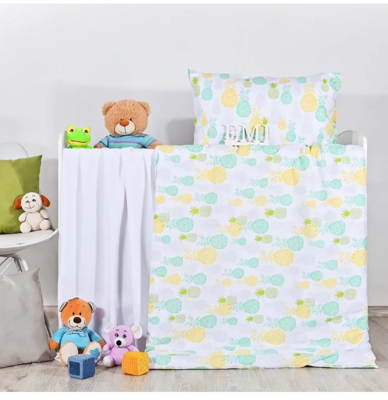EMI Ananas gyermek ágyneműhuzat, A standard egyszemélyes ágy szett tartalma: 1x 140x200 + 1x 70x90