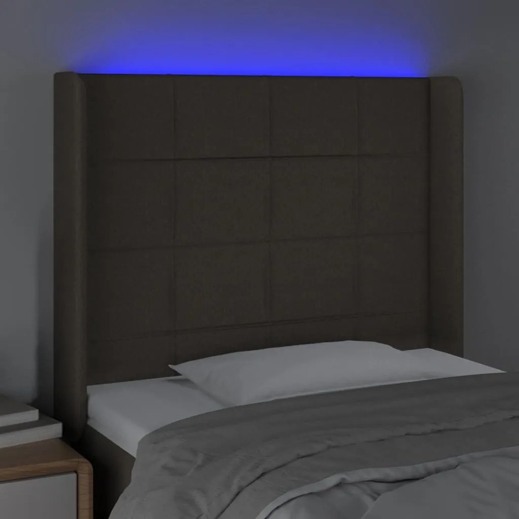 tópszínű szövet LED-es fejtámla 83x16x118/128 cm