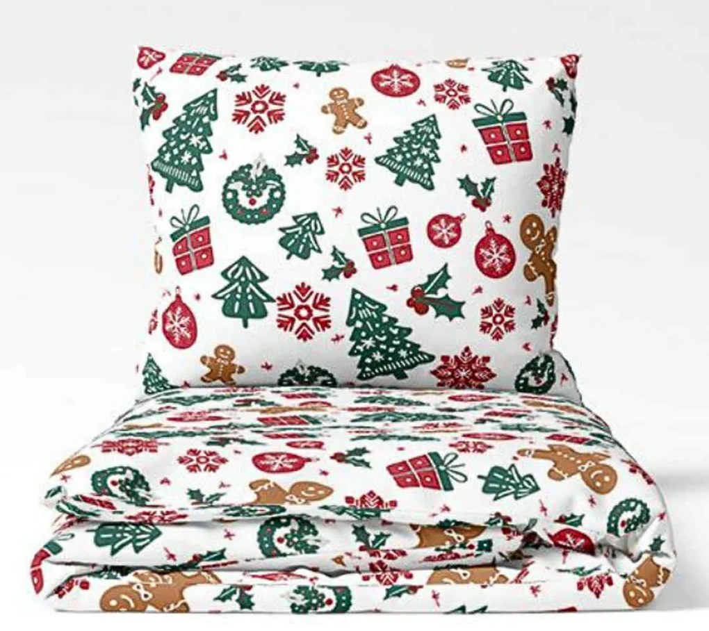 Karácsonyi mézeskalács pamut ágyneműhuzat TiaHome - 1x Párna 90x70cm, 1x Paplan 140x200cm