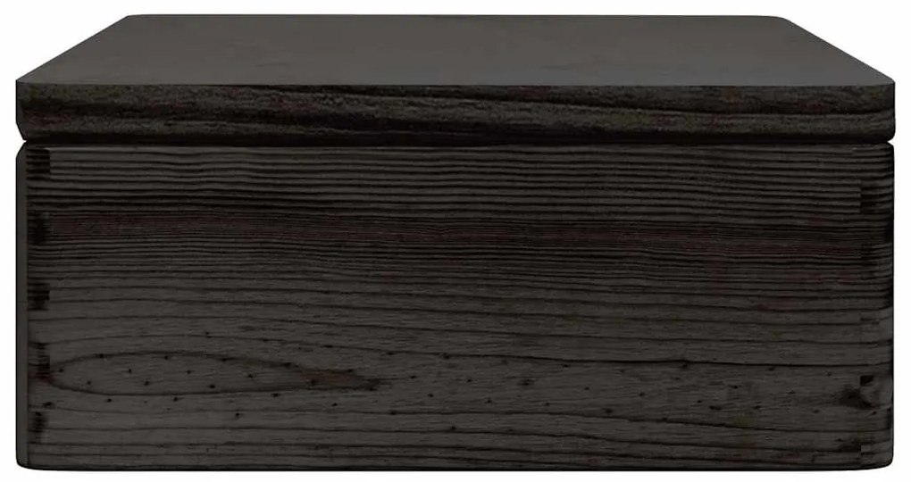 Fa doboz tetővel Fekete 40x30x13 cm tömör fa fenyő