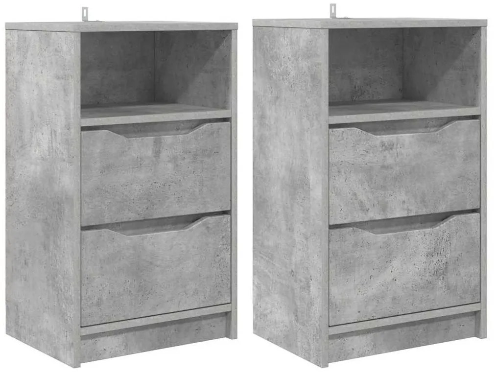 vidaXL Éjjeliszekrények 2 pcs Beton Szürke 40 x 30 x 467 cm Faanyag