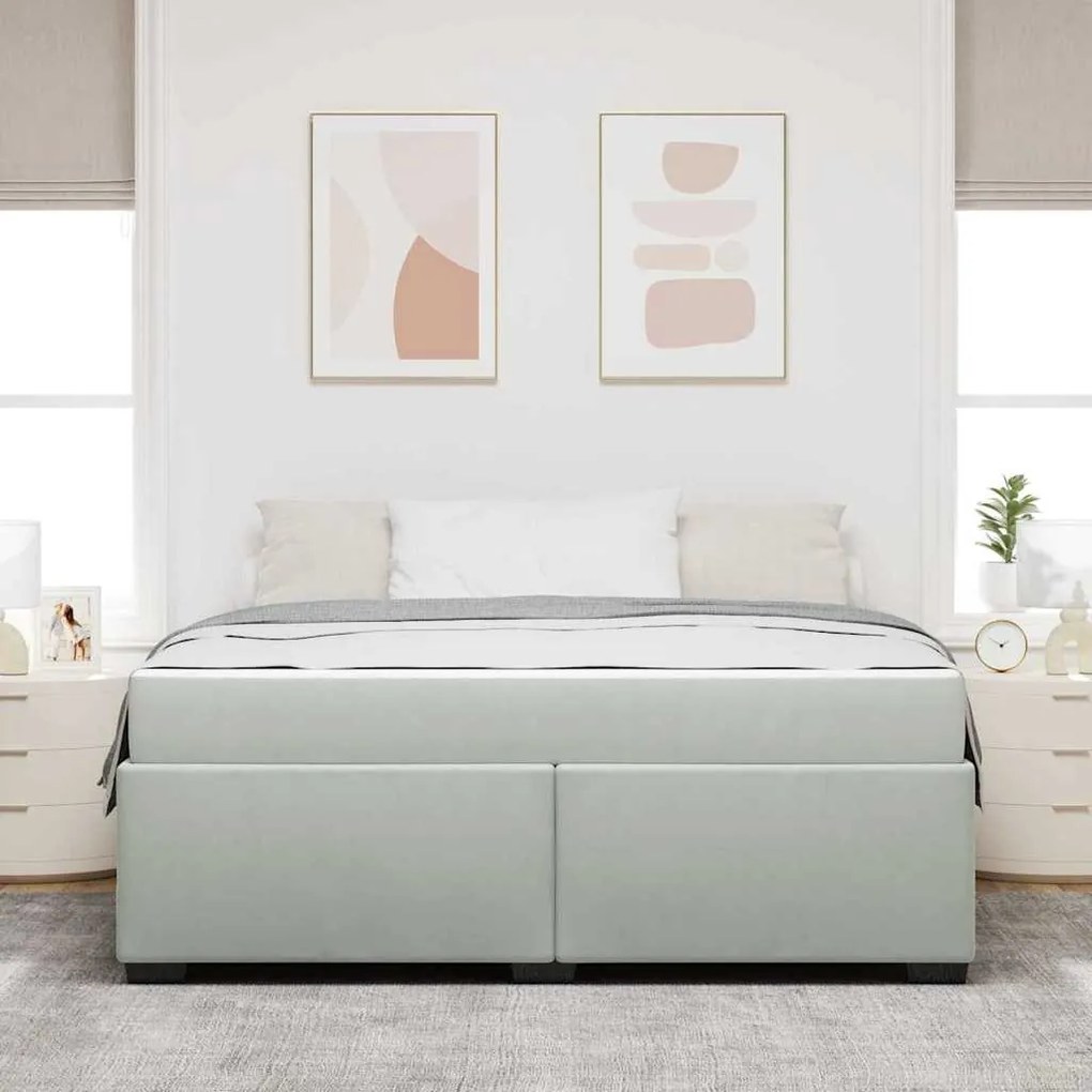 Ágykeret matraccal matracmal Világosszürke 180 x 200 cm Bársony