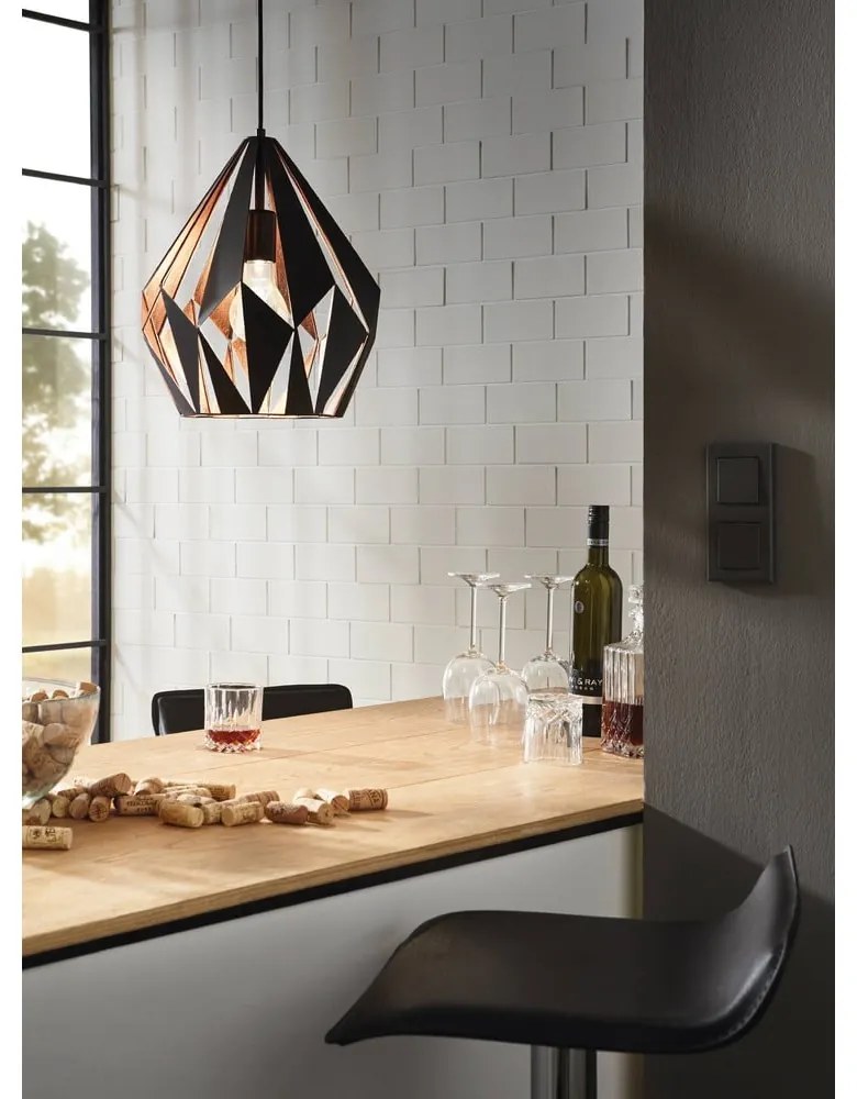 Fekete függőlámpa fém búrával ø 31 cm CARLTON 1 – EGLO