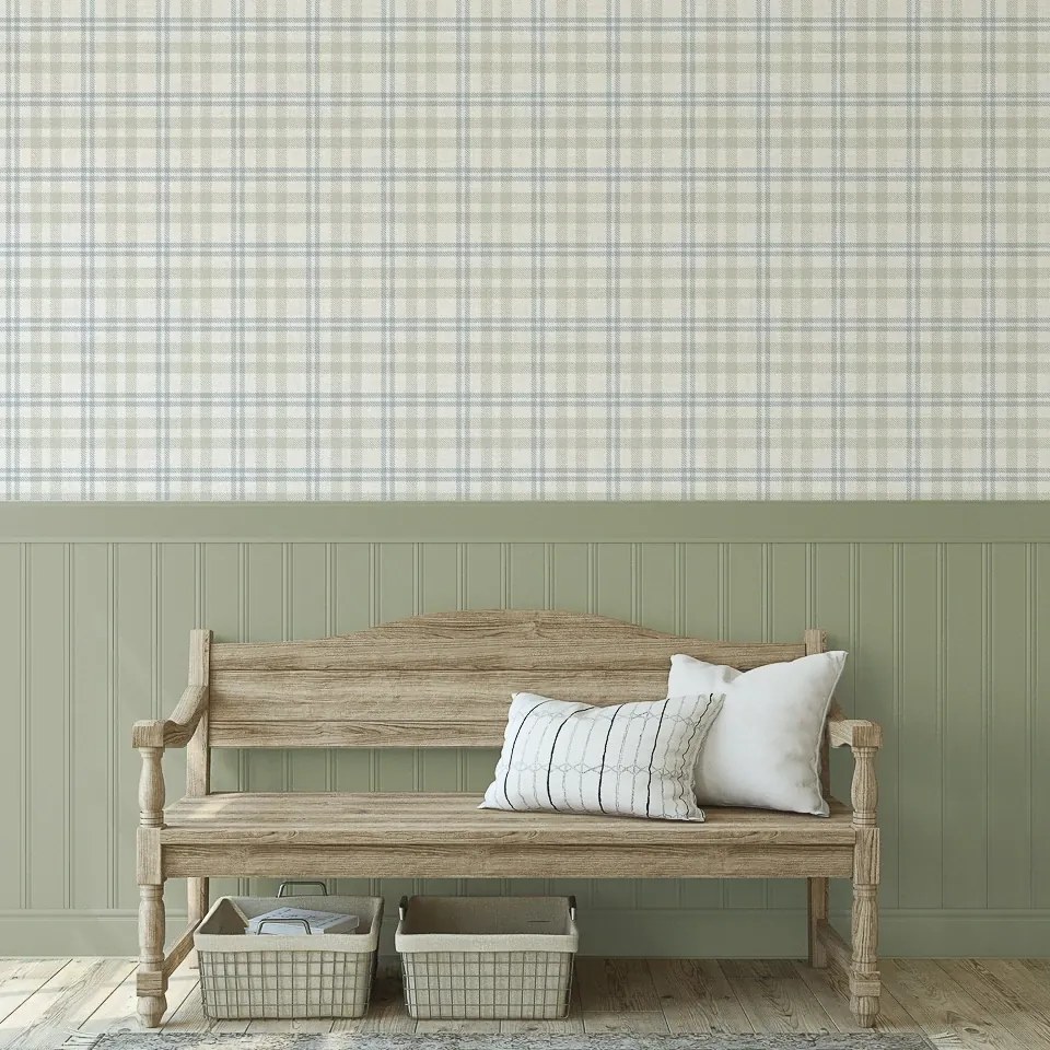 Arthouse Signature 2 Countryside Check bézs-kék kockás vinyl tapéta – 294606