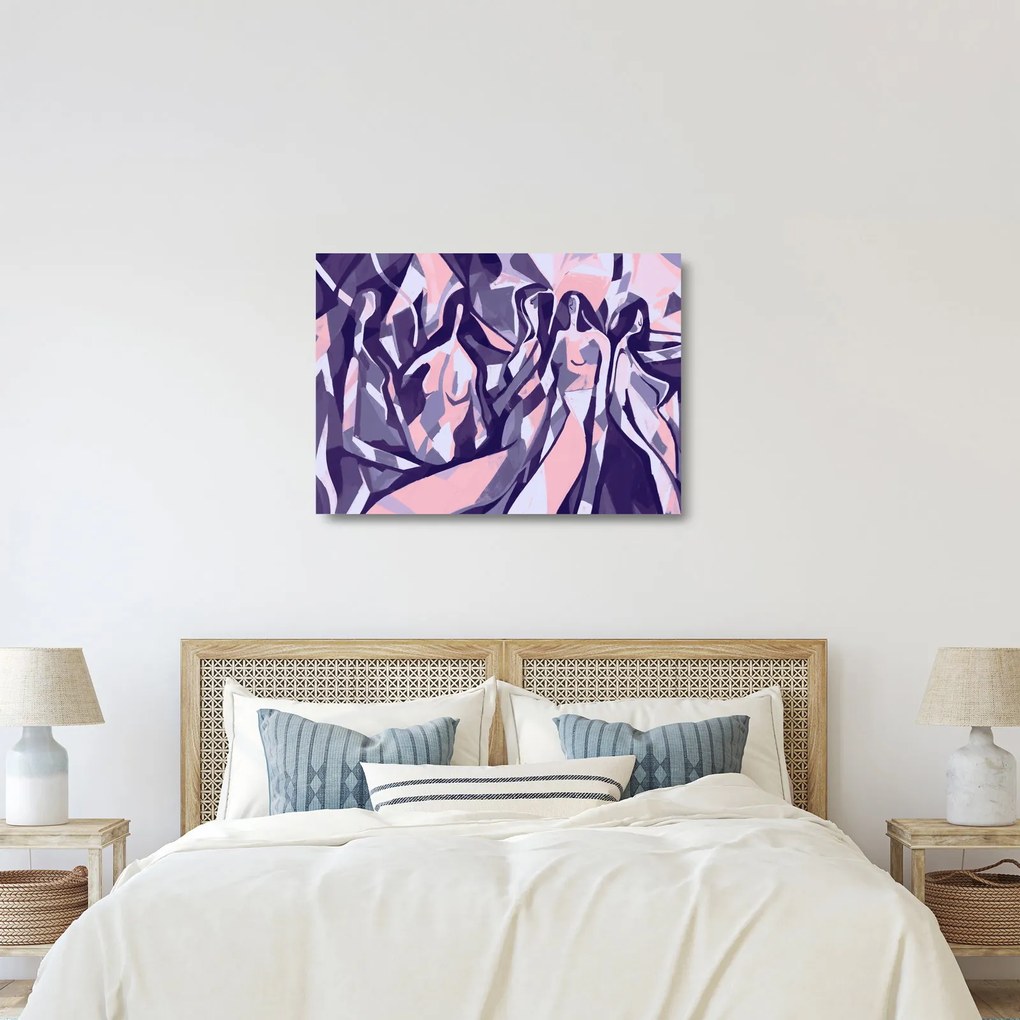 Kép - absztrakt nők (üvegen) (70x50 cm)