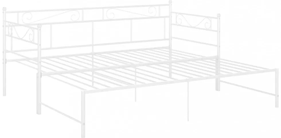 fehér fém kihúzható kanapéágy-keret 90 x 200 cm