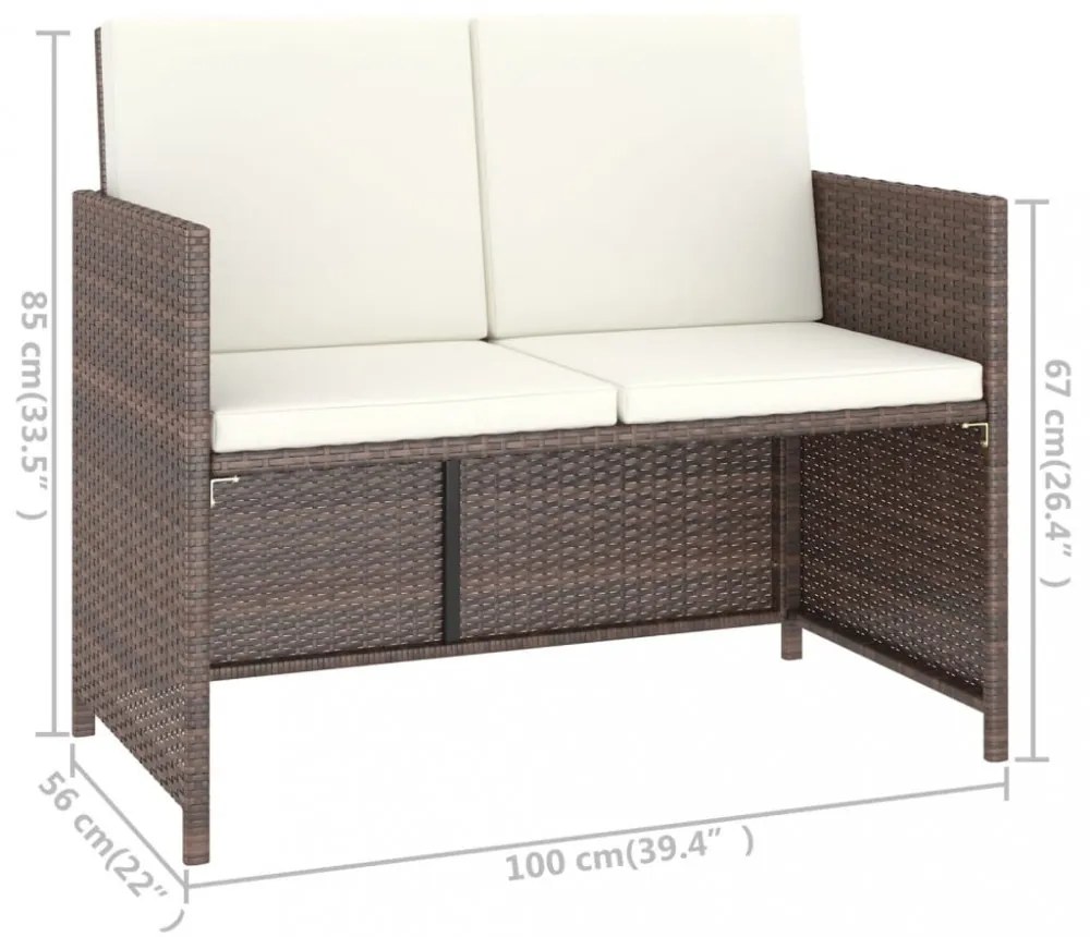 6 részes barna kültéri polyrattan étkezőgarnitúra párnákkal