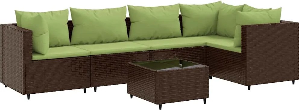 vidaXL 6 részes barna polyrattan kerti ülőgarnitúra párnákkal