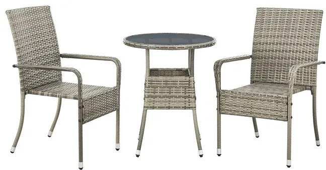 Juskys Yoro rattan kerek asztal Ø60 cm - szürke