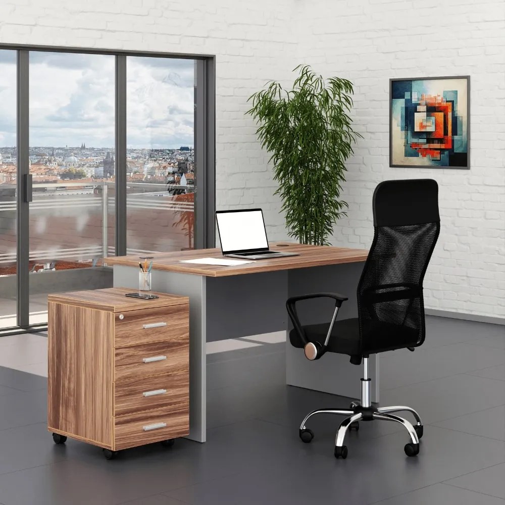 Irodabútor szett SimpleOffice 1, 120 cm, dió / szürke