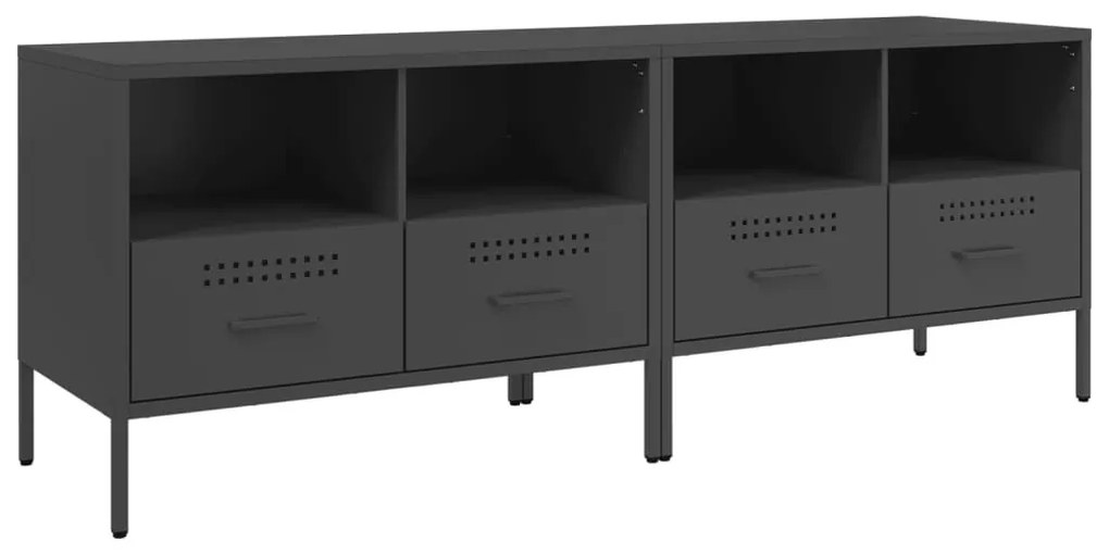 2 db fekete acél TV-szekrény 68 x 39 x 50,5 cm