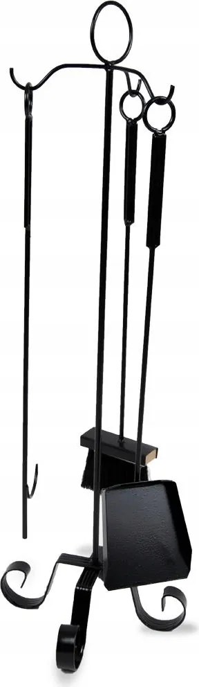 Kandalló kiegészítők kefe lapát tartó állvány fekete loft