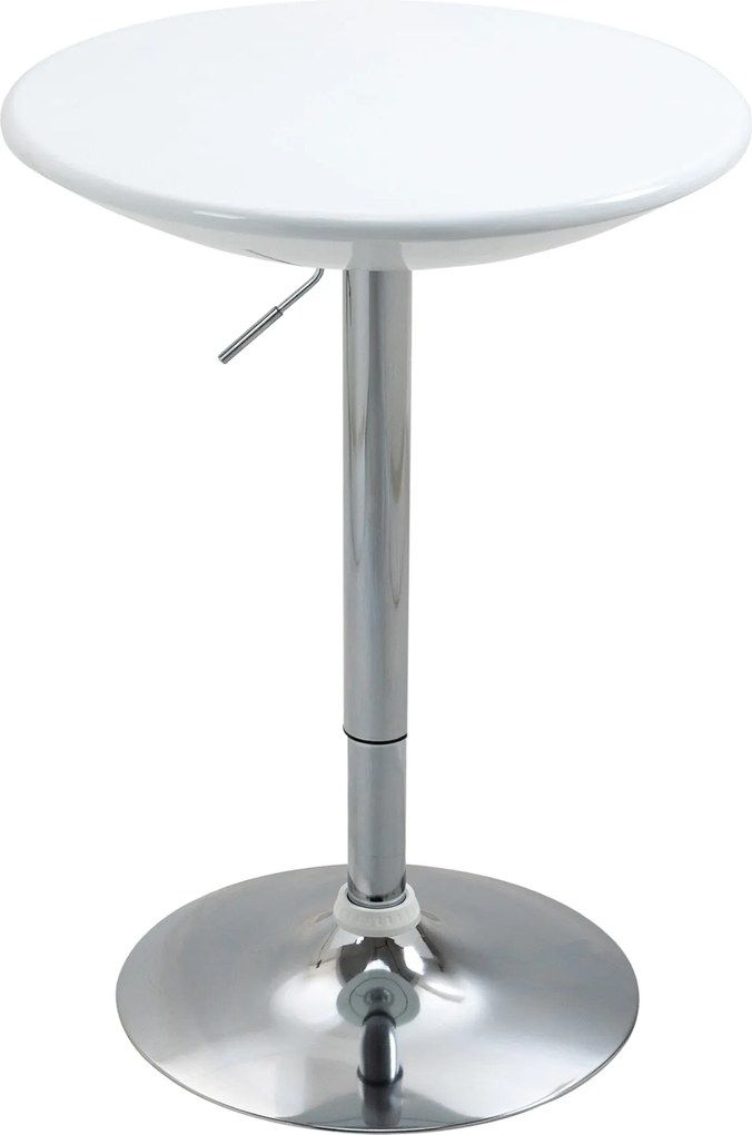 HOMCOM Magasságállítható Bárasztal – Modern Étkezőasztal, Kerek Fém ABS Bevonatú, Fehér Ø61 x 76-97 cm | Aosom