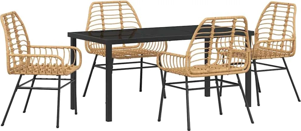 vidaXL Kert étkező szett 5 pcs Barna polirattan