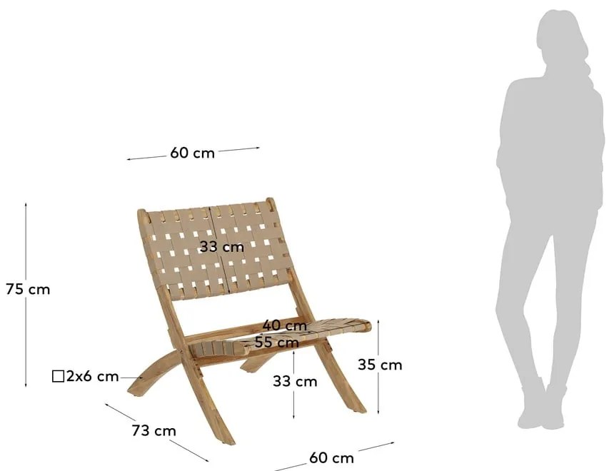 Bézs tömörfa kerti fotel – Kave Home