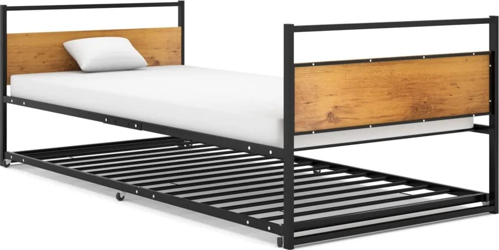 vidaXL fekete fém kihúzható ágykeret 90 x 200 cm