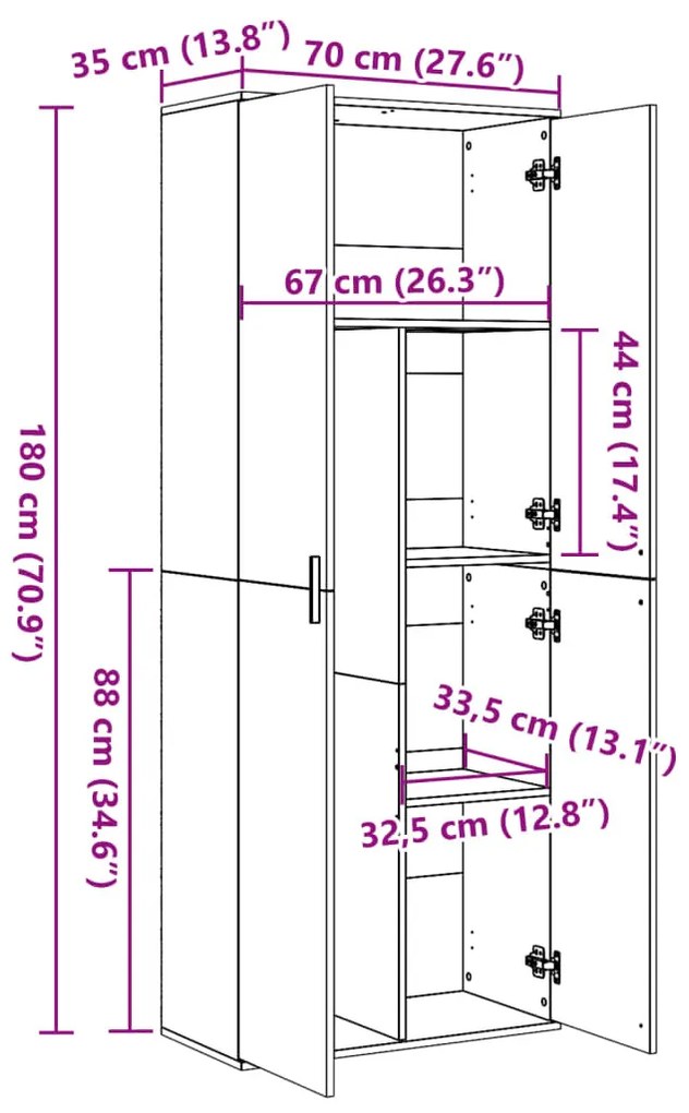 fekete szerelt fa magasszekrény 70 x 35 x 180