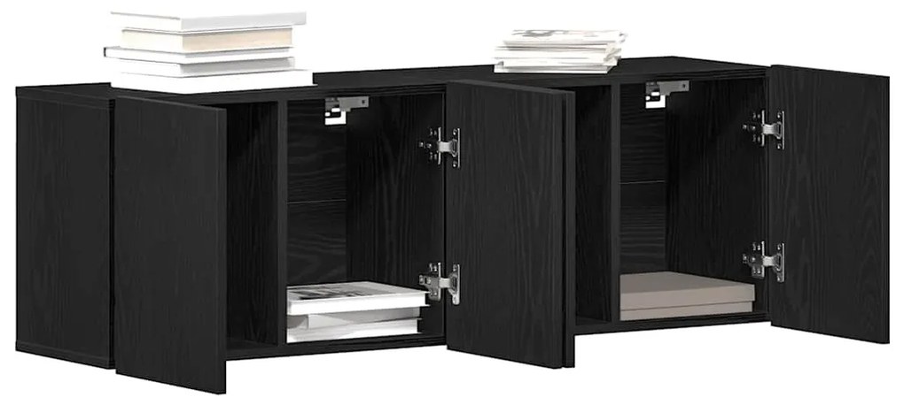 2 db fekete tölgyfa TV-szekrény 120 x 30 x 41 cm